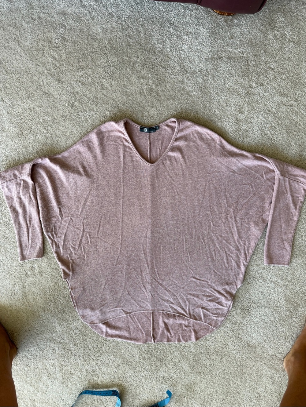 M Made in Italy Dusty Rose Dolman V-Neck Knit Top